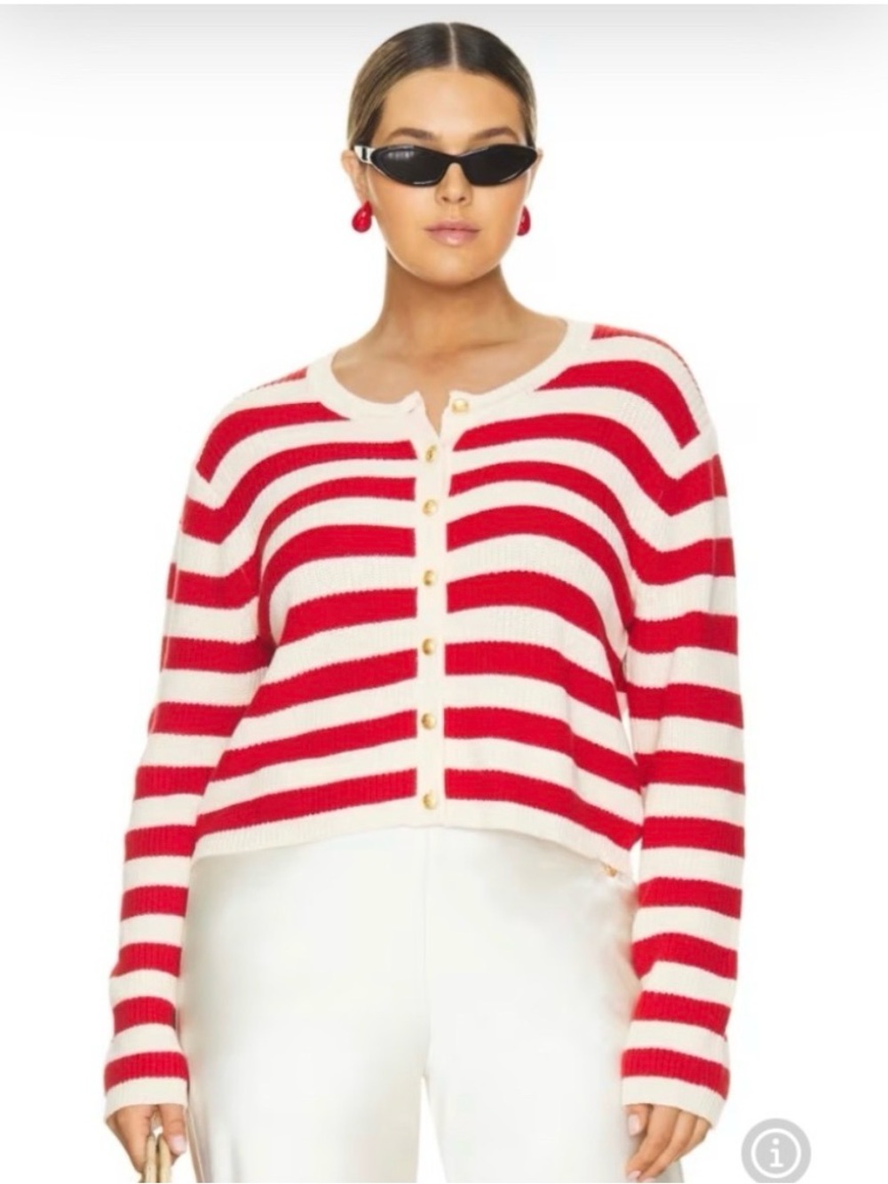 a new day Red and Cream Striped Button-Front Cardigan